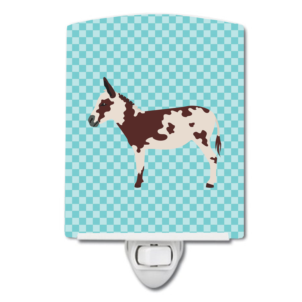 American Spotted Donkey Blue Check Ceramic Night Light Compact, UL-Certified, Ideal for Bedroom, Bathroom, Nursery, Hallway, Kitchen, 6x4x3, Multicolor