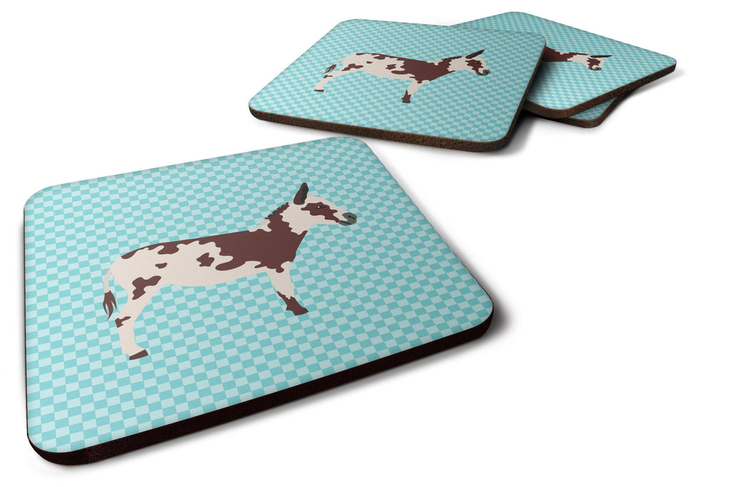 American Spotted Donkey Blue Check Foam Coasters Set of 4 Cup Coasters for Indoor Outdoor, Tabletop Protection, Anti Slip, Mouse pad Material
