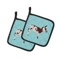 American Spotted Donkey Blue Check Pot Holder Set of 2 Heat Resistant Quilted Hot Pads 7.5 x 7.5 Inch, Insulated Kitchen Trivets for Cooking & Baking