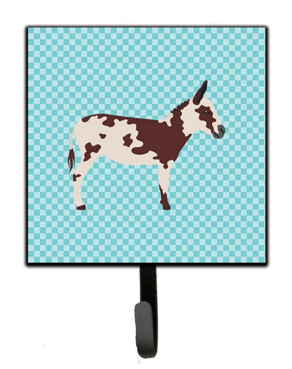 American Spotted Donkey Blue Check Leash or Key Holder Wall Hooks, Key Hooks Holder, Coat Rack Wall Mount, Coat Hooks, Hooks for Hanging Keys, Towels, Aprons, Leashes