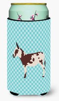 American Spotted Donkey Blue Check Tall Boy Hugger Can Cooler Sleeve Machine Washable Drink Collapsible Insulator Beverage Insulated Holder