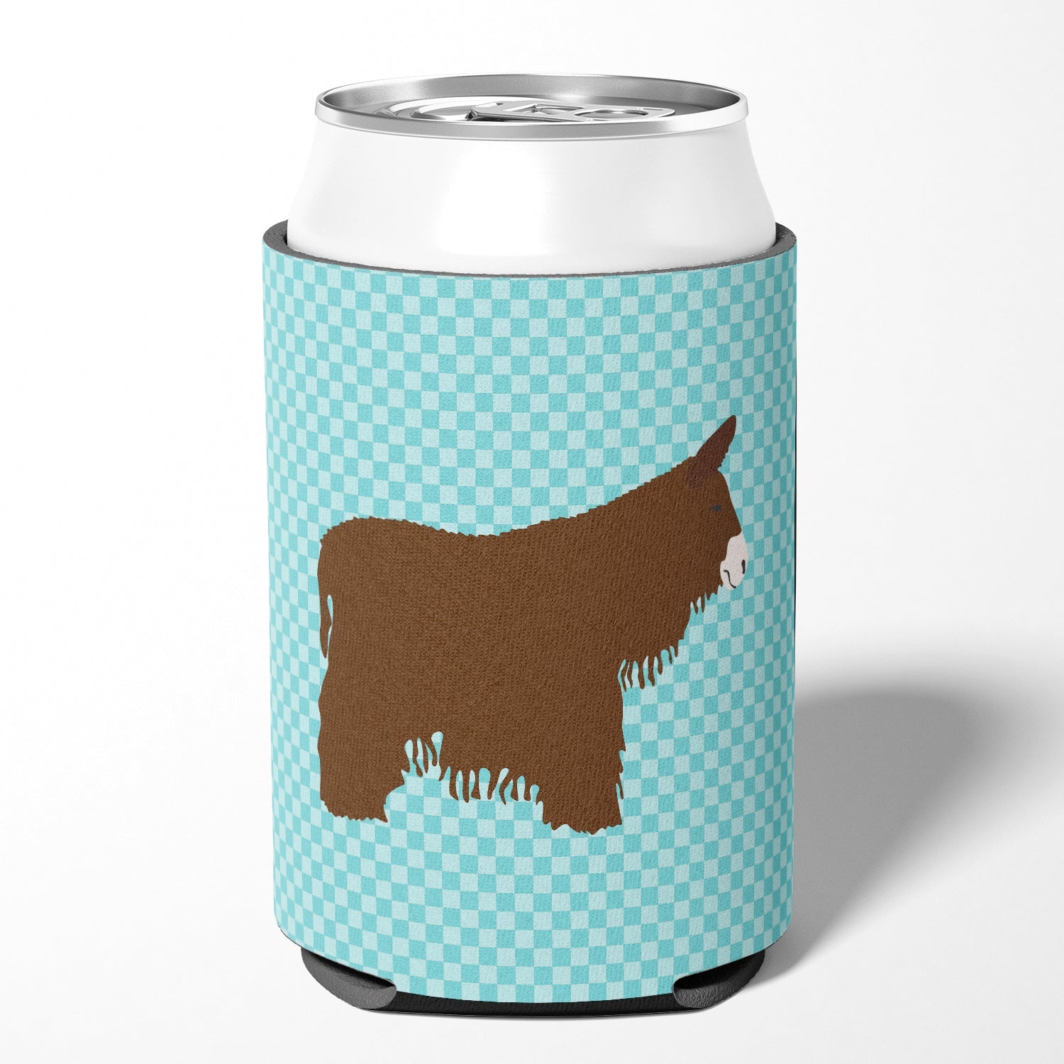 Poitou Poiteuin Donkey Blue Check Can or Bottle Hugger Cooler Sleeve for Standard 12 oz Cans, Insulated Foam Beer & Soda Can Hugger Reusable