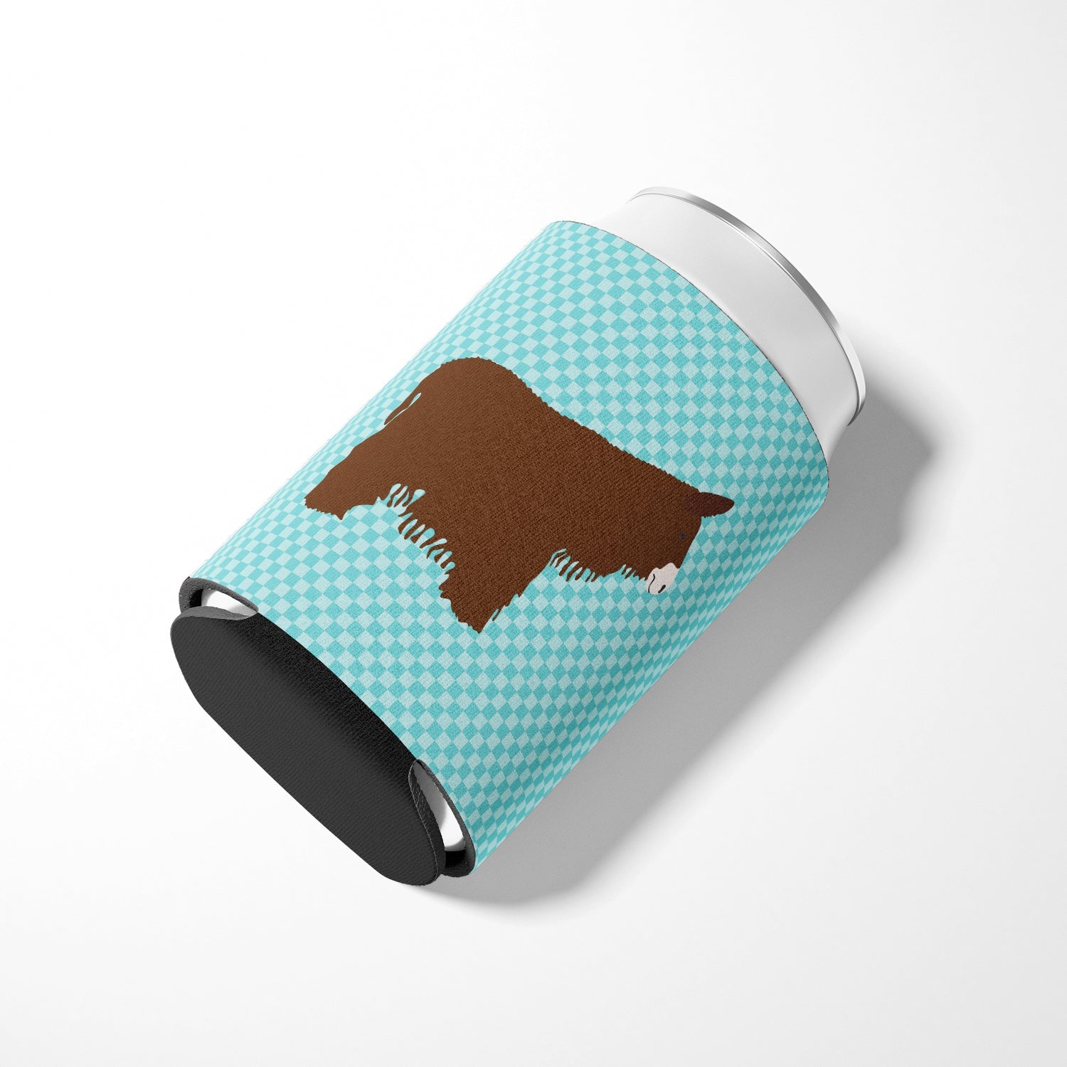 Poitou Poiteuin Donkey Blue Check Can or Bottle Hugger Cooler Sleeve for Standard 12 oz Cans, Insulated Foam Beer & Soda Can Hugger Reusable