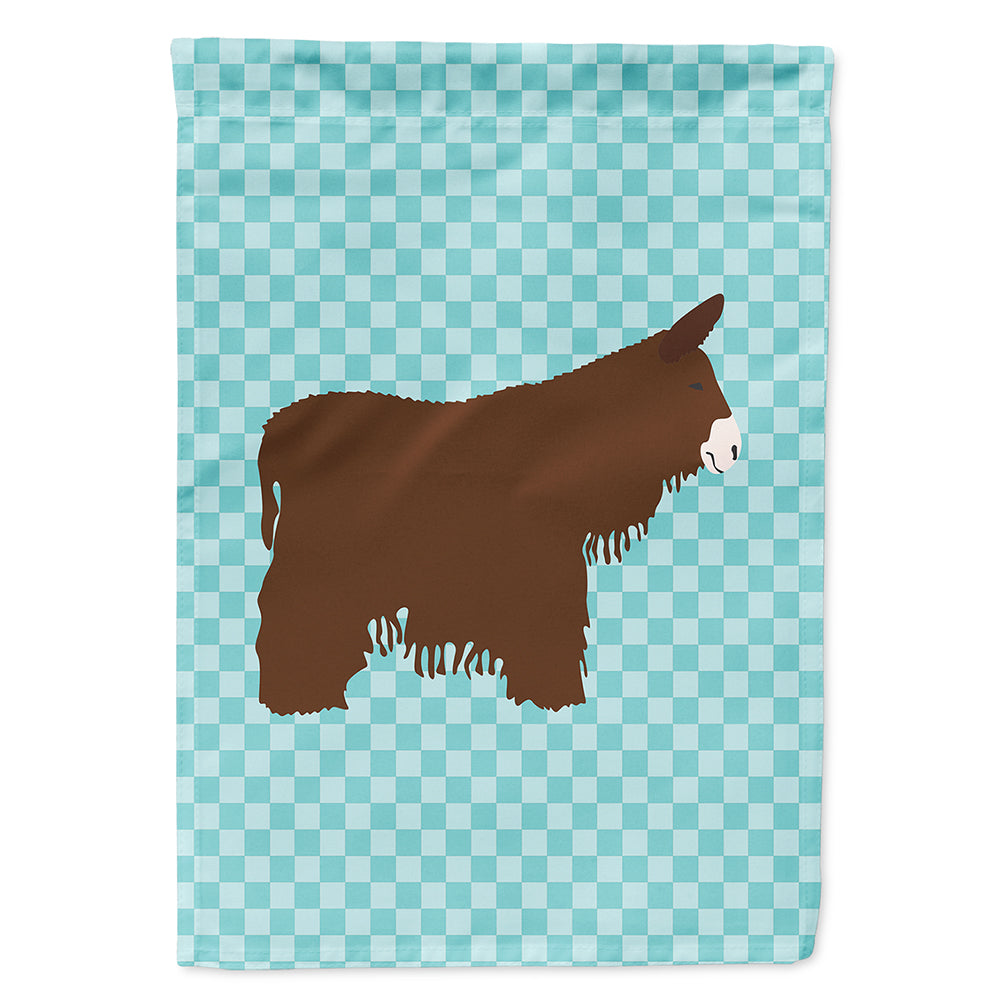 Poitou Poiteuin Donkey Blue Check House Flag 28x40 Porch Sleeve Pole Decorative Outside Yard Banner Artwork Wall Hanging, Polyester