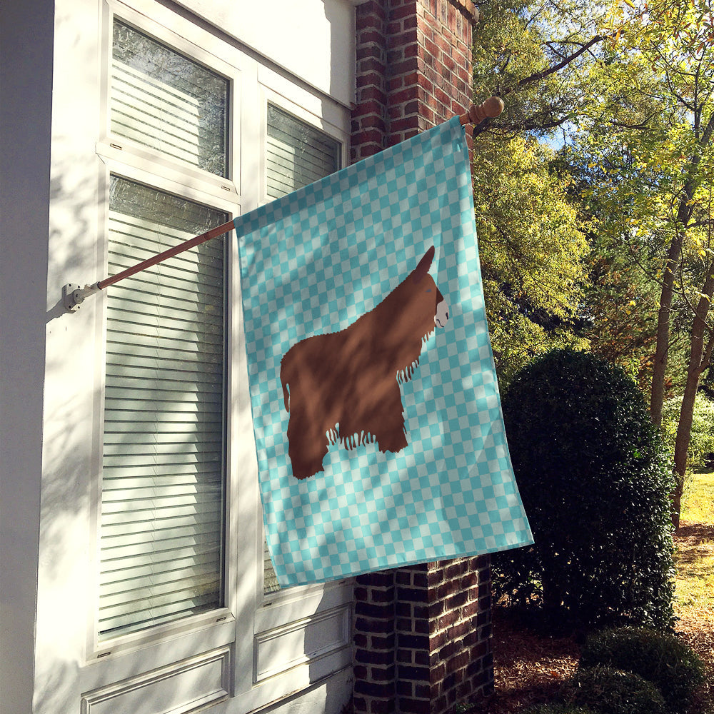 Poitou Poiteuin Donkey Blue Check House Flag 28x40 Porch Sleeve Pole Decorative Outside Yard Banner Artwork Wall Hanging, Polyester