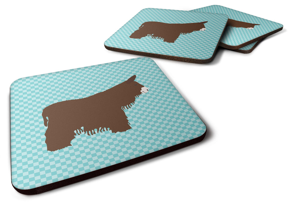 Poitou Poiteuin Donkey Blue Check Foam Coasters Set of 4 Cup Coasters for Indoor Outdoor, Tabletop Protection, Anti Slip, Mouse pad Material