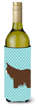 Poitou Poiteuin Donkey Blue Check Wine Bottle Hugger Gift Sleeve for Standard 750 ml Bottles, Insulated Reusable Also Fits Mini Shot & Pint Bottles