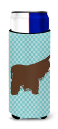 Poitou Poiteuin Donkey Blue Check Slim Can Hugger , Insulated Foam Hugger for 12 oz Slim Cans, Beer Bottles & Water Bottles, Printed in USA