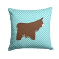 Poitou Poiteuin Donkey Blue Check Decorative Throw Pillow 14x14 Indoor Outdoor Accent Cushion, Fabric Cover with Insert for Sofa, Bed, Porch & Living Room