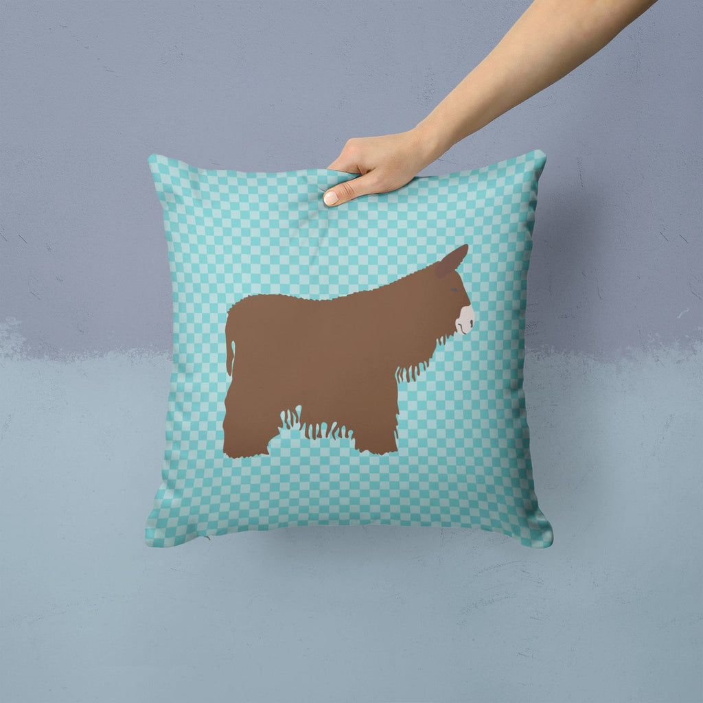 Poitou Poiteuin Donkey Blue Check Decorative Throw Pillow 14x14 Indoor Outdoor Accent Cushion, Fabric Cover with Insert for Sofa, Bed, Porch & Living Room