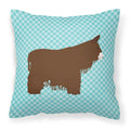 Poitou Poiteuin Donkey Blue Check Decorative Throw Pillow 18x18 Indoor Outdoor Accent Cushion, Fabric Cover with Insert for Sofa, Bed, Porch & Living Room