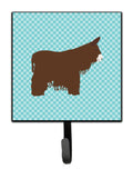 Poitou Poiteuin Donkey Blue Check Leash or Key Holder Wall Hooks, Key Hooks Holder, Coat Rack Wall Mount, Coat Hooks, Hooks for Hanging Keys, Towels, Aprons, Leashes