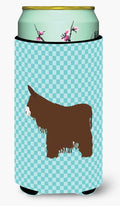 Poitou Poiteuin Donkey Blue Check Tall Boy Hugger Can Cooler Sleeve Machine Washable Drink Collapsible Insulator Beverage Insulated Holder