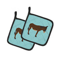 Zamorano-Leones Donkey Blue Check Pot Holder Set of 2 Heat Resistant Quilted Hot Pads 7.5 x 7.5 Inch, Insulated Kitchen Trivets for Cooking & Baking