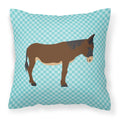 Zamorano-Leones Donkey Blue Check Decorative Throw Pillow 18x18 Indoor Outdoor Accent Cushion, Fabric Cover with Insert for Sofa, Bed, Porch & Living Room