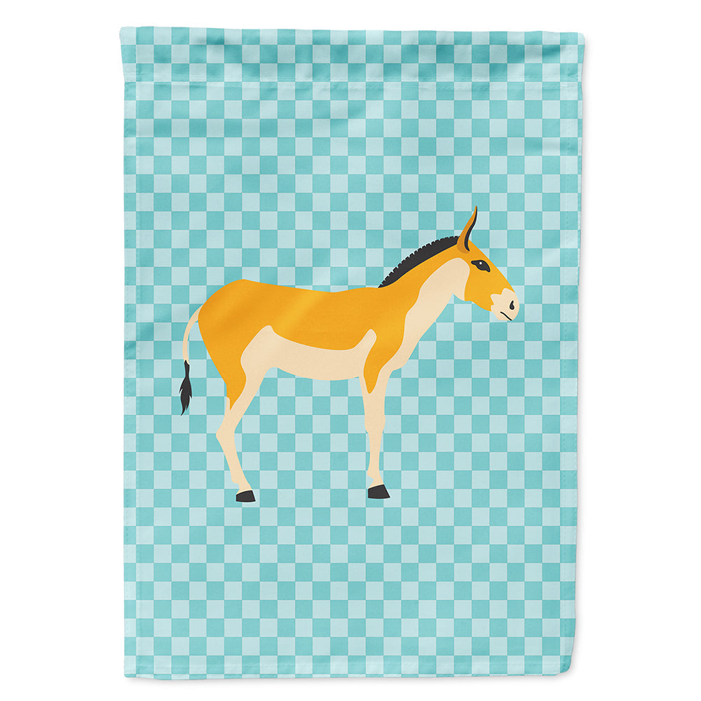 Turkmenian Kulan Donkey Blue Check House Flag 28x40 Porch Sleeve Pole Decorative Outside Yard Banner Artwork Wall Hanging, Polyester