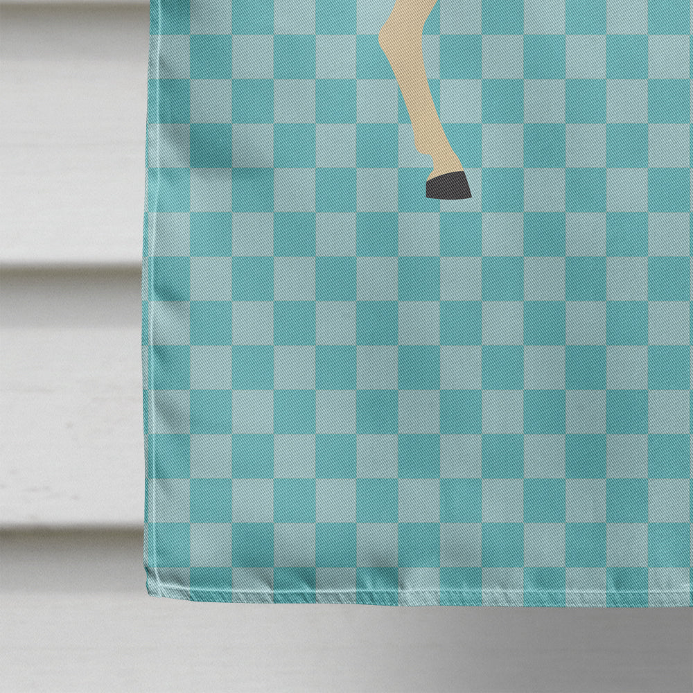 Turkmenian Kulan Donkey Blue Check House Flag 28x40 Porch Sleeve Pole Decorative Outside Yard Banner Artwork Wall Hanging, Polyester
