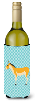 Turkmenian Kulan Donkey Blue Check Wine Bottle Hugger Gift Sleeve for Standard 750 ml Bottles, Insulated Reusable Also Fits Mini Shot & Pint Bottles