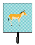 Turkmenian Kulan Donkey Blue Check Leash or Key Holder Wall Hooks, Key Hooks Holder, Coat Rack Wall Mount, Coat Hooks, Hooks for Hanging Keys, Towels, Aprons, Leashes