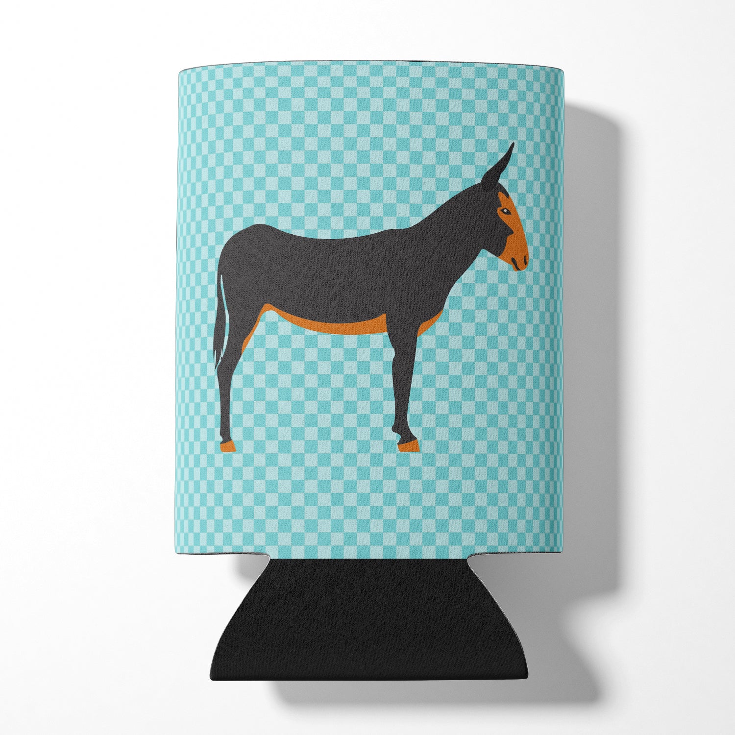 Catalan Donkey Blue Check Can or Bottle Hugger Cooler Sleeve for Standard 12 oz Cans, Insulated Foam Beer & Soda Can Hugger Reusable