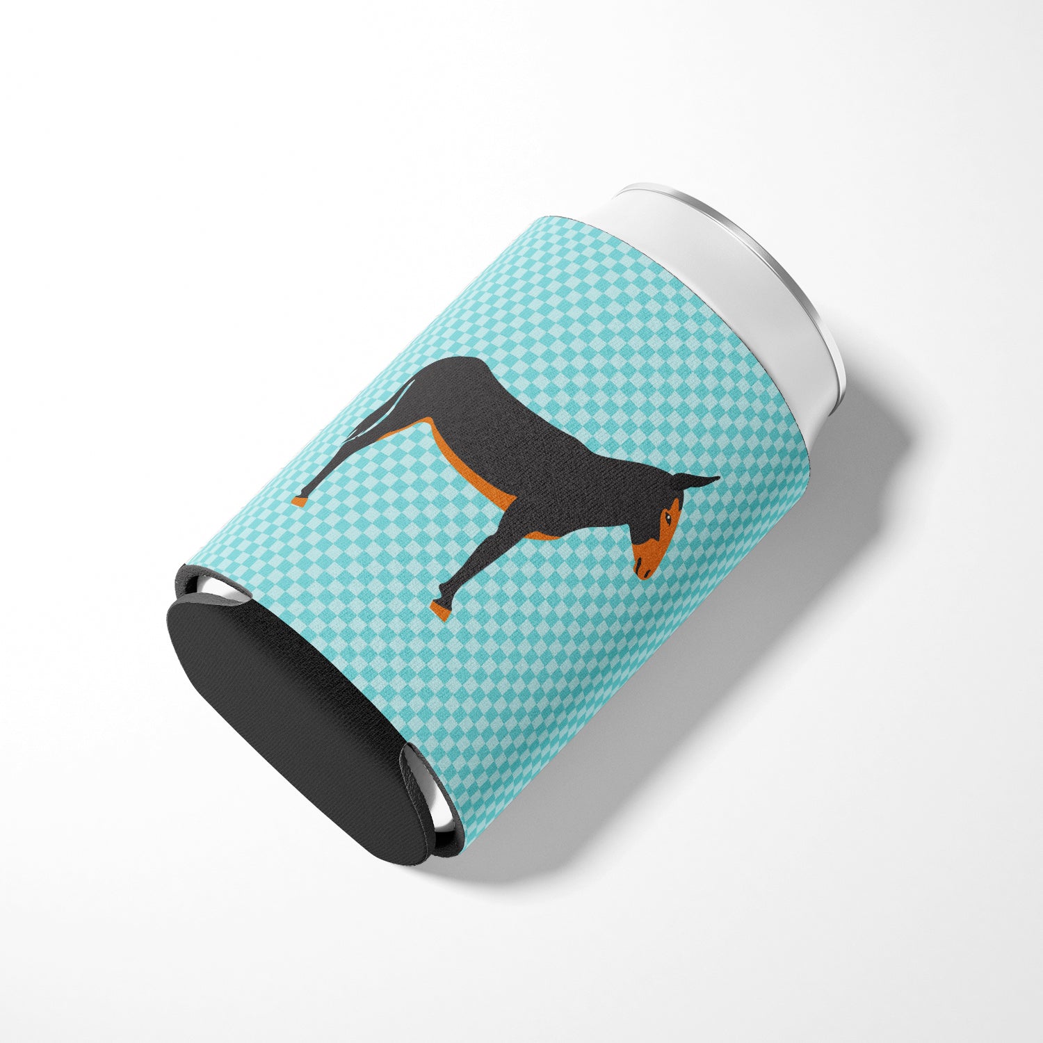 Catalan Donkey Blue Check Can or Bottle Hugger Cooler Sleeve for Standard 12 oz Cans, Insulated Foam Beer & Soda Can Hugger Reusable