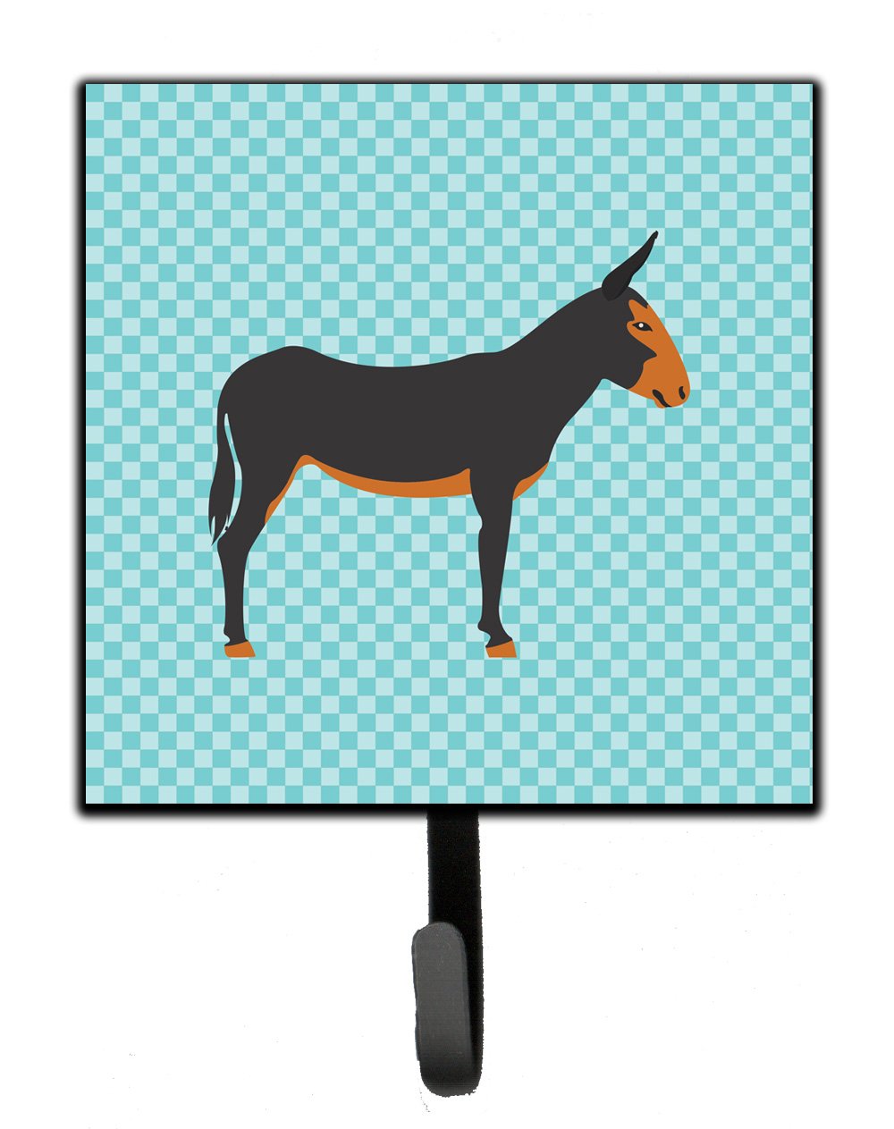 Catalan Donkey Blue Check Leash or Key Holder Wall Hooks, Key Hooks Holder, Coat Rack Wall Mount, Coat Hooks, Hooks for Hanging Keys, Towels, Aprons, Leashes