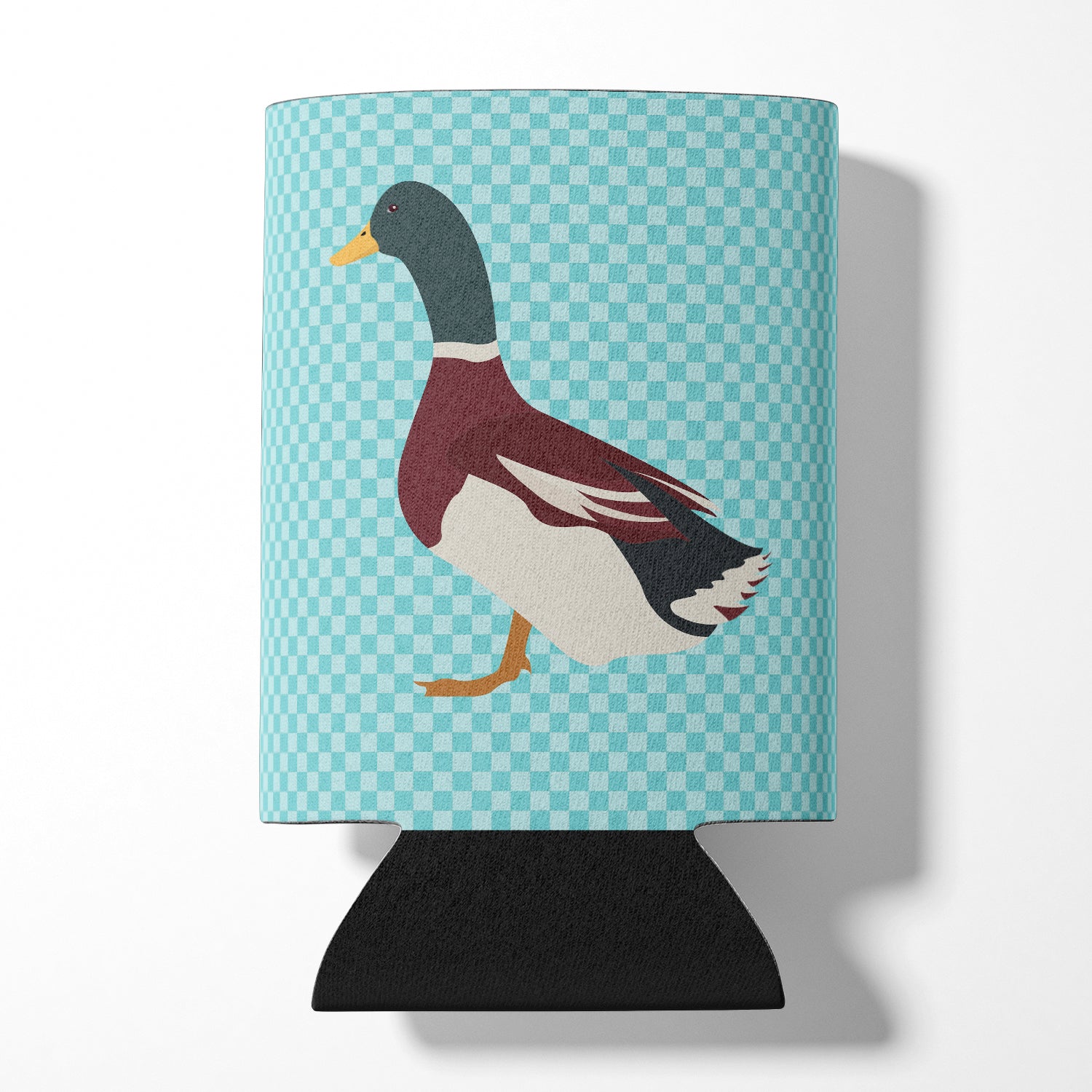 Rouen Duck Blue Check Can or Bottle Hugger Cooler Sleeve for Standard 12 oz Cans, Insulated Foam Beer & Soda Can Hugger Reusable