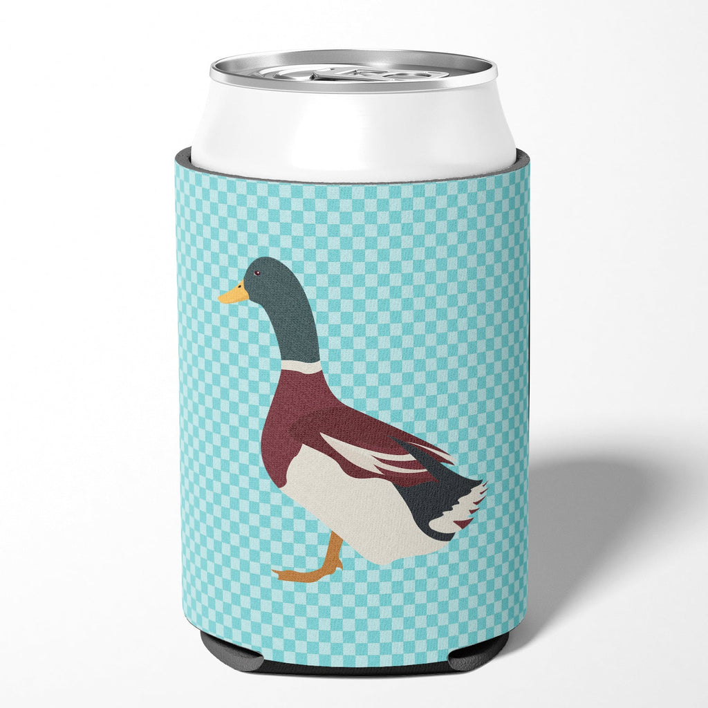 Rouen Duck Blue Check Can or Bottle Hugger Cooler Sleeve for Standard 12 oz Cans, Insulated Foam Beer & Soda Can Hugger Reusable