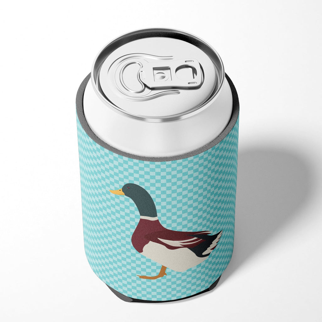 Rouen Duck Blue Check Can or Bottle Hugger Cooler Sleeve for Standard 12 oz Cans, Insulated Foam Beer & Soda Can Hugger Reusable