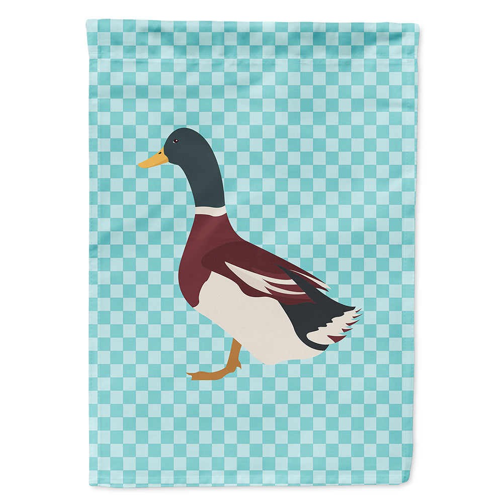 Rouen Duck Blue Check House Flag 28x40 Porch Sleeve Pole Decorative Outside Yard Banner Artwork Wall Hanging, Polyester