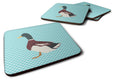 Rouen Duck Blue Check Foam Coasters Set of 4 Cup Coasters for Indoor Outdoor, Tabletop Protection, Anti Slip, Mouse pad Material