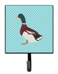 Rouen Duck Blue Check Leash or Key Holder Wall Hooks, Key Hooks Holder, Coat Rack Wall Mount, Coat Hooks, Hooks for Hanging Keys, Towels, Aprons, Leashes