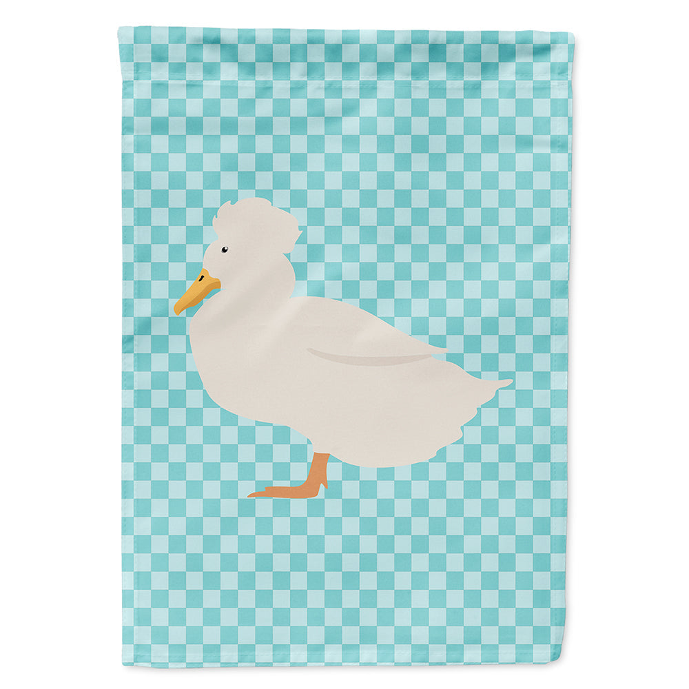 Crested Duck Blue Check House Flag 28x40 Porch Sleeve Pole Decorative Outside Yard Banner Artwork Wall Hanging, Polyester
