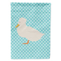 Crested Duck Blue Check House Flag 28x40 Porch Sleeve Pole Decorative Outside Yard Banner Artwork Wall Hanging, Polyester