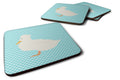 Crested Duck Blue Check Foam Coasters Set of 4 Cup Coasters for Indoor Outdoor, Tabletop Protection, Anti Slip, Mouse pad Material