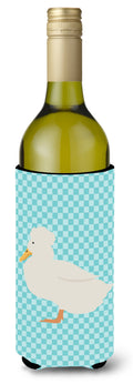Crested Duck Blue Check Wine Bottle Hugger Gift Sleeve for Standard 750 ml Bottles, Insulated Reusable Also Fits Mini Shot & Pint Bottles