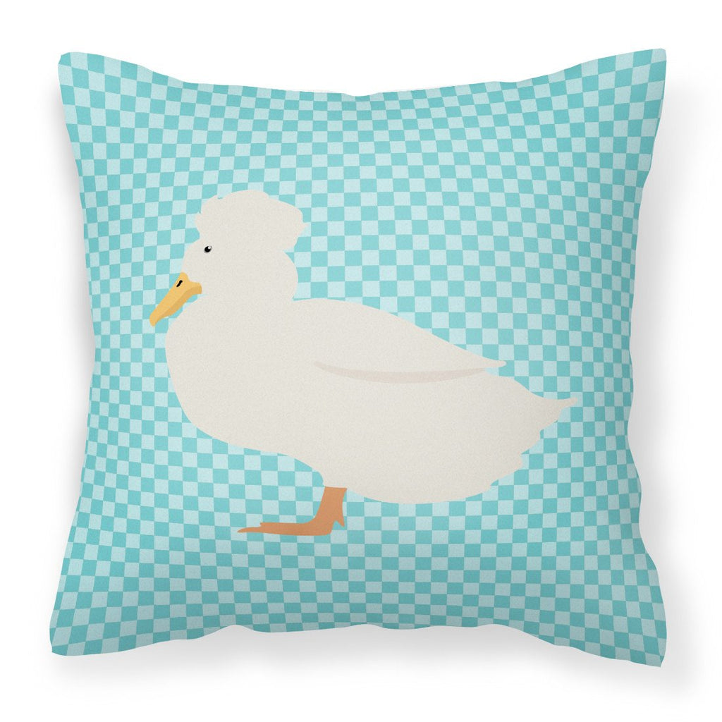 Crested Duck Blue Check Decorative Throw Pillow 18x18 Indoor Outdoor Accent Cushion, Fabric Cover with Insert for Sofa, Bed, Porch & Living Room