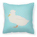 Crested Duck Blue Check Decorative Throw Pillow 18x18 Indoor Outdoor Accent Cushion, Fabric Cover with Insert for Sofa, Bed, Porch & Living Room