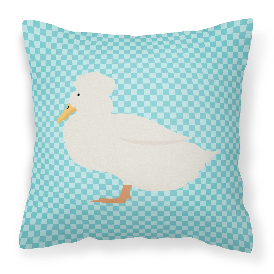 Crested Duck Blue Check Decorative Throw Pillow 18x18 Indoor Outdoor Accent Cushion, Fabric Cover with Insert for Sofa, Bed, Porch & Living Room