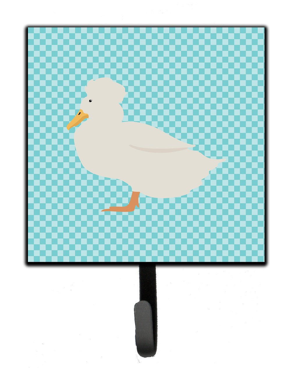Crested Duck Blue Check Leash or Key Holder Wall Hooks, Key Hooks Holder, Coat Rack Wall Mount, Coat Hooks, Hooks for Hanging Keys, Towels, Aprons, Leashes
