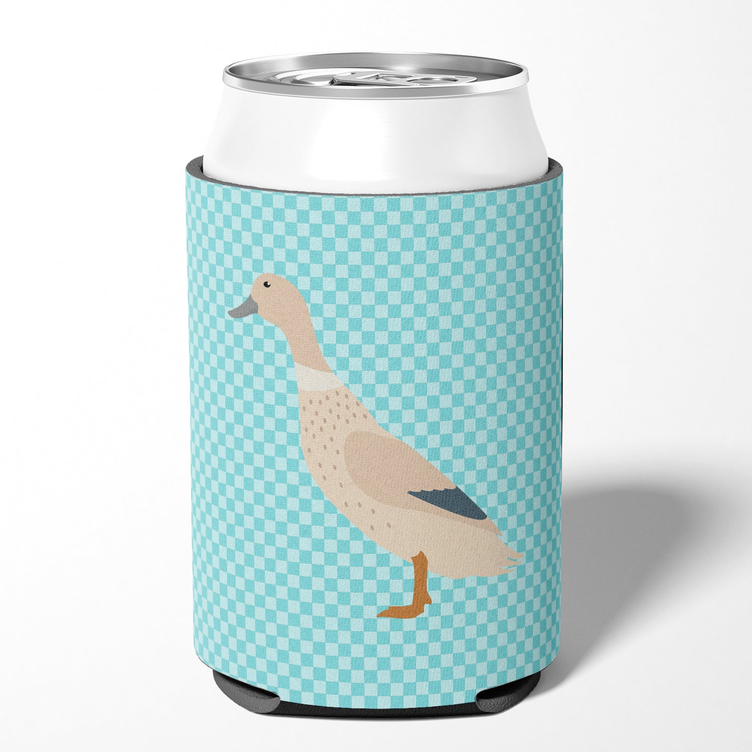 West Harlequin Duck Blue Check Can or Bottle Hugger Cooler Sleeve for Standard 12 oz Cans, Insulated Foam Beer & Soda Can Hugger Reusable