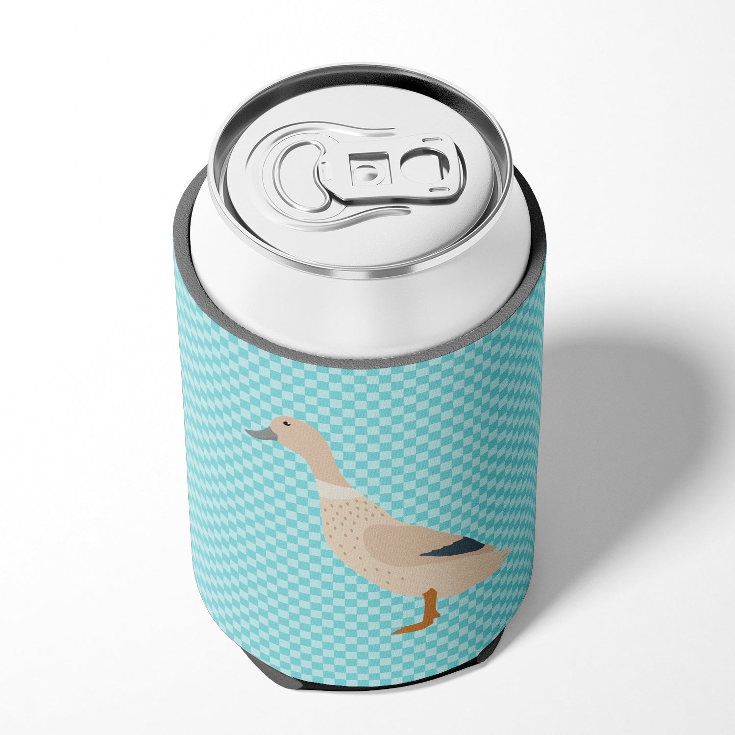 West Harlequin Duck Blue Check Can or Bottle Hugger Cooler Sleeve for Standard 12 oz Cans, Insulated Foam Beer & Soda Can Hugger Reusable