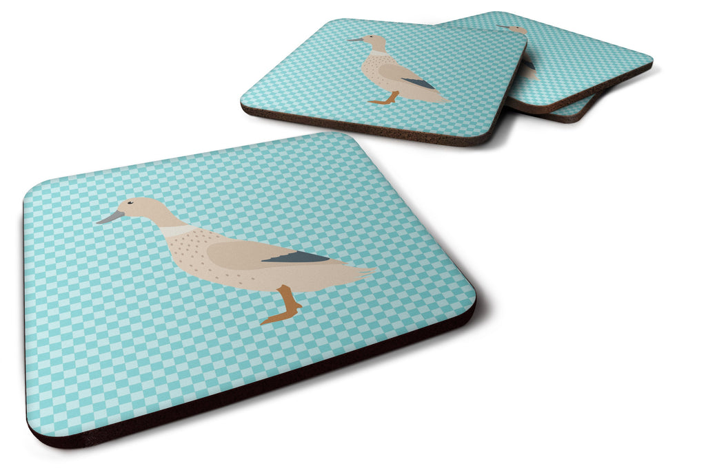 West Harlequin Duck Blue Check Foam Coasters Set of 4 Cup Coasters for Indoor Outdoor, Tabletop Protection, Anti Slip, Mouse pad Material