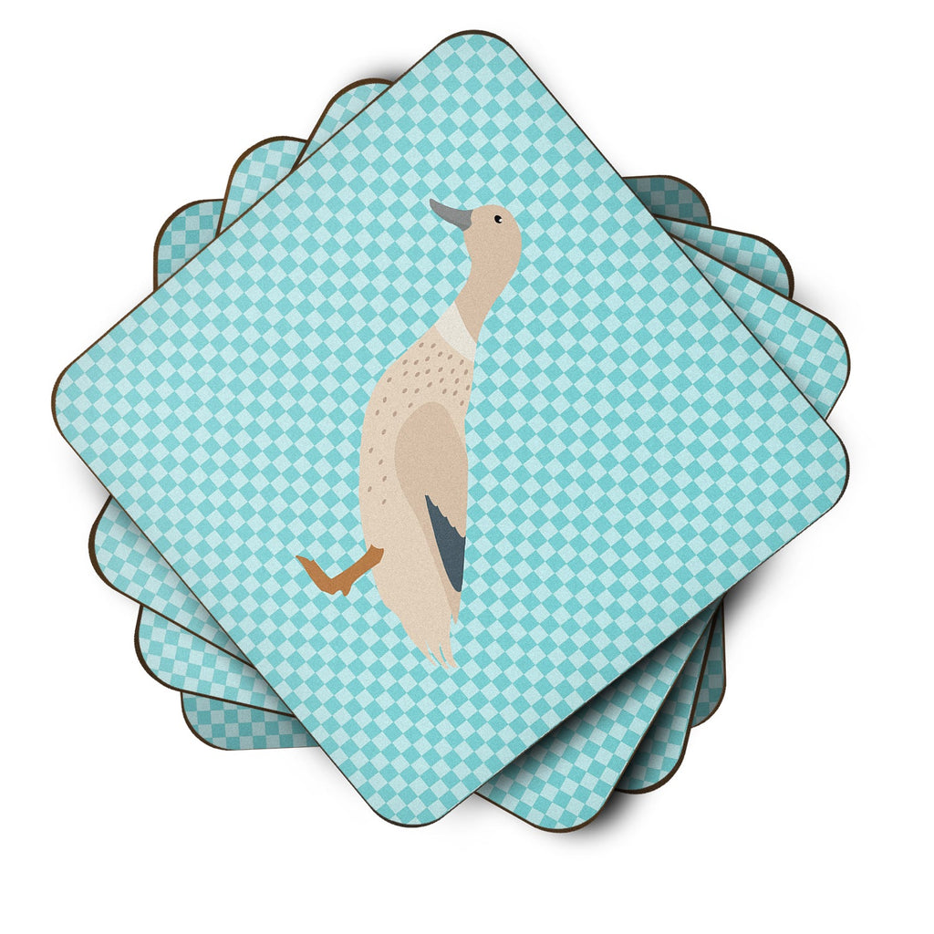 West Harlequin Duck Blue Check Foam Coasters Set of 4 Cup Coasters for Indoor Outdoor, Tabletop Protection, Anti Slip, Mouse pad Material