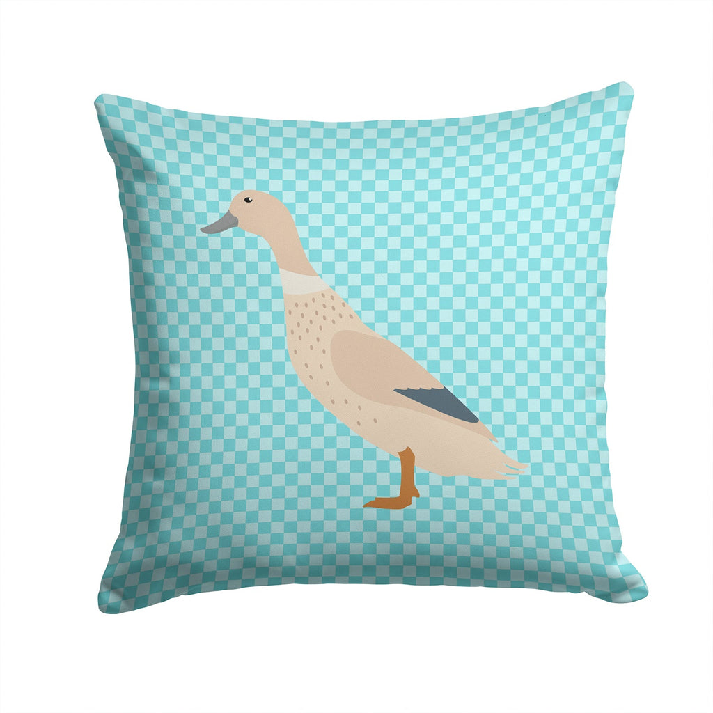 West Harlequin Duck Blue Check Decorative Throw Pillow 14x14 Indoor Outdoor Accent Cushion, Fabric Cover with Insert for Sofa, Bed, Porch & Living Room