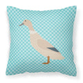 West Harlequin Duck Blue Check Decorative Throw Pillow 18x18 Indoor Outdoor Accent Cushion, Fabric Cover with Insert for Sofa, Bed, Porch & Living Room