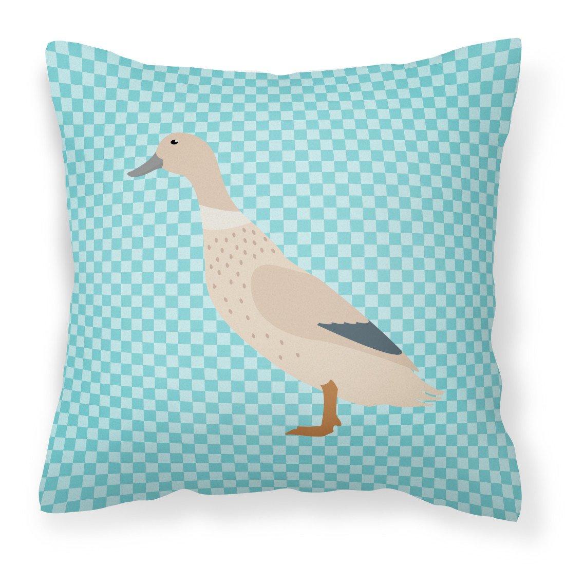 West Harlequin Duck Blue Check Decorative Throw Pillow 18x18 Indoor Outdoor Accent Cushion, Fabric Cover with Insert for Sofa, Bed, Porch & Living Room