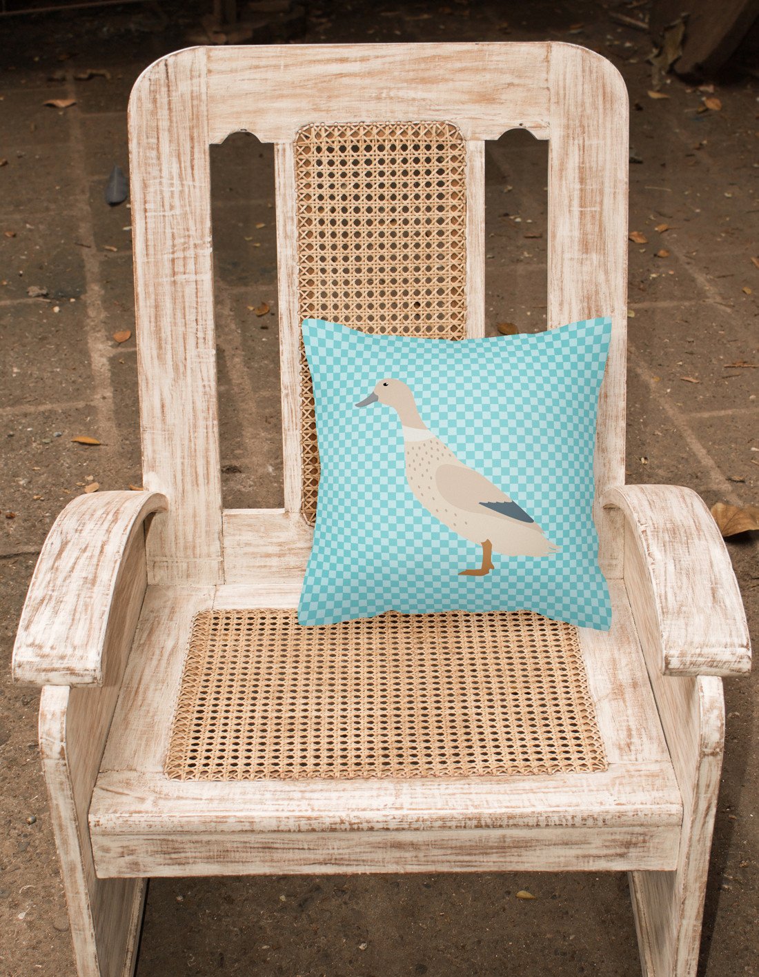 West Harlequin Duck Blue Check Decorative Throw Pillow 18x18 Indoor Outdoor Accent Cushion, Fabric Cover with Insert for Sofa, Bed, Porch & Living Room