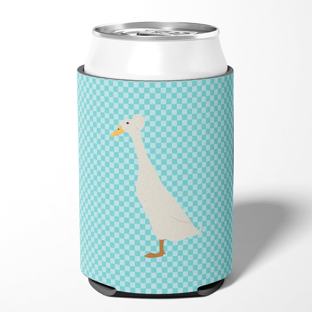 Bali Duck Blue Check Can or Bottle Hugger Cooler Sleeve for Standard 12 oz Cans, Insulated Foam Beer & Soda Can Hugger Reusable