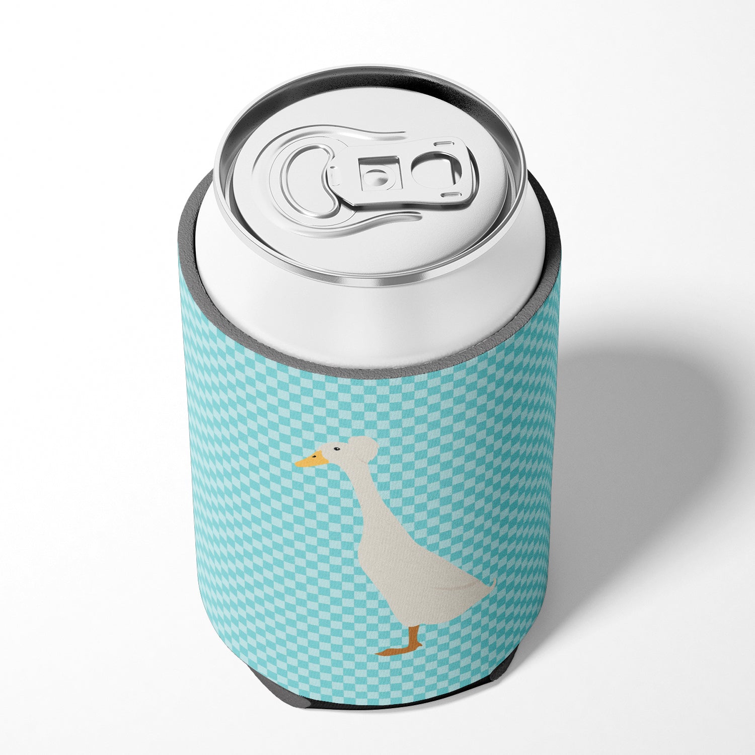 Bali Duck Blue Check Can or Bottle Hugger Cooler Sleeve for Standard 12 oz Cans, Insulated Foam Beer & Soda Can Hugger Reusable